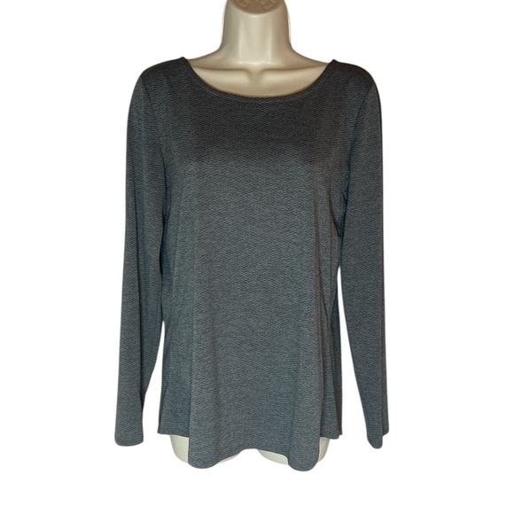 Athleta Gray Long Sleeve Scoop Neck Relaxed Blouse size M - Picture 1 of 7